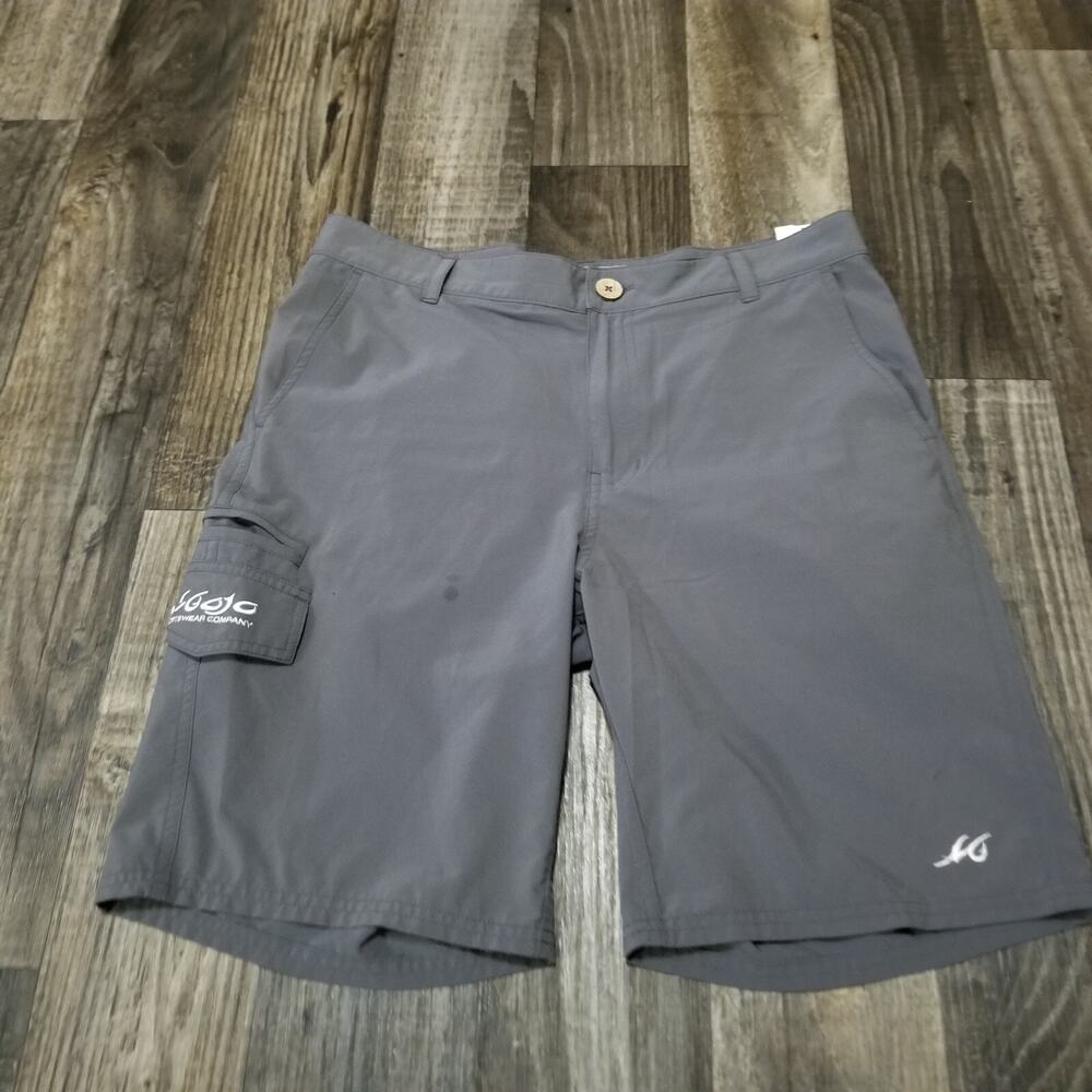Mojo Sportswear Fish Shorts Gray Cargo Mens Size 34x8 Medium Outdoors